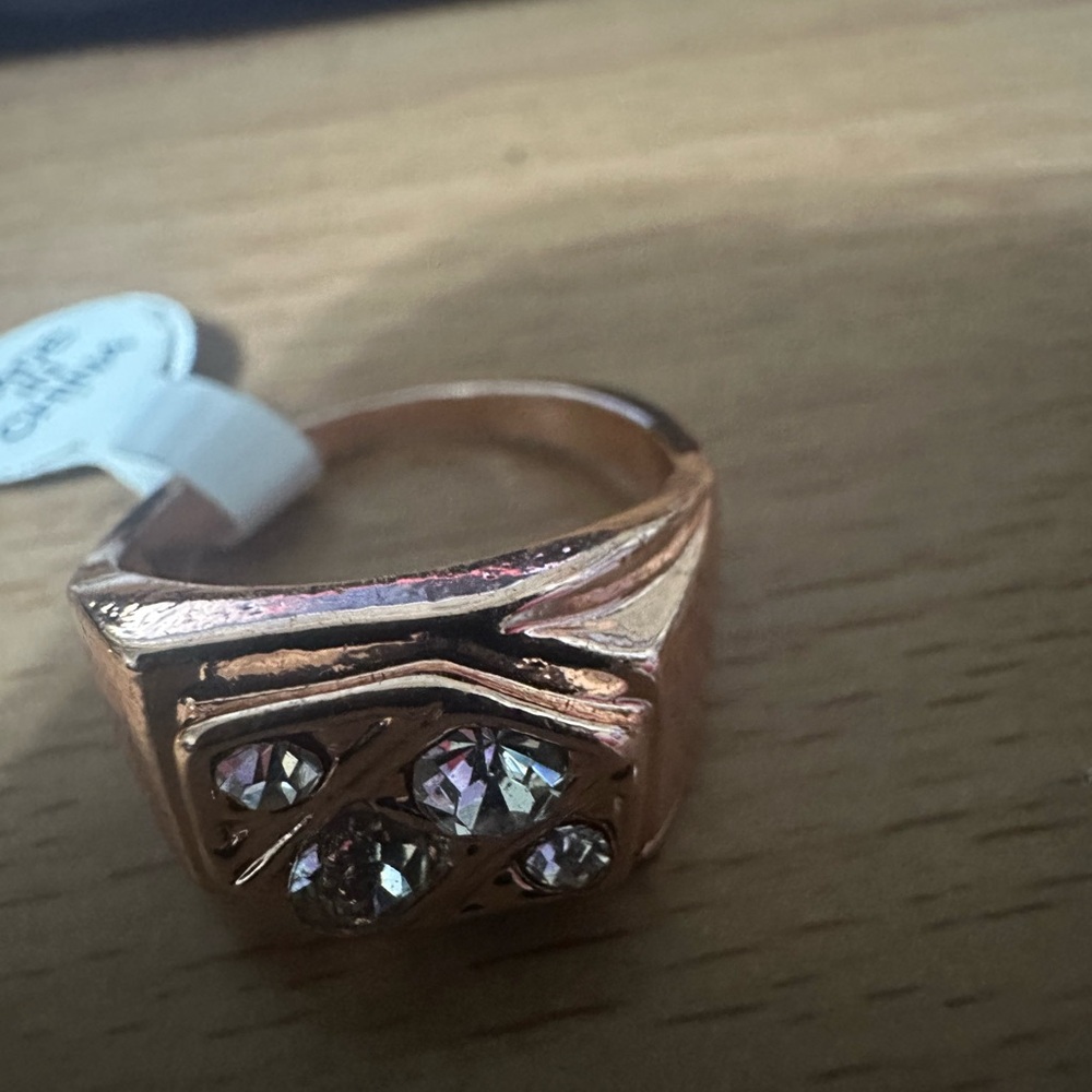 Men’s rose gold plated clear cz ring